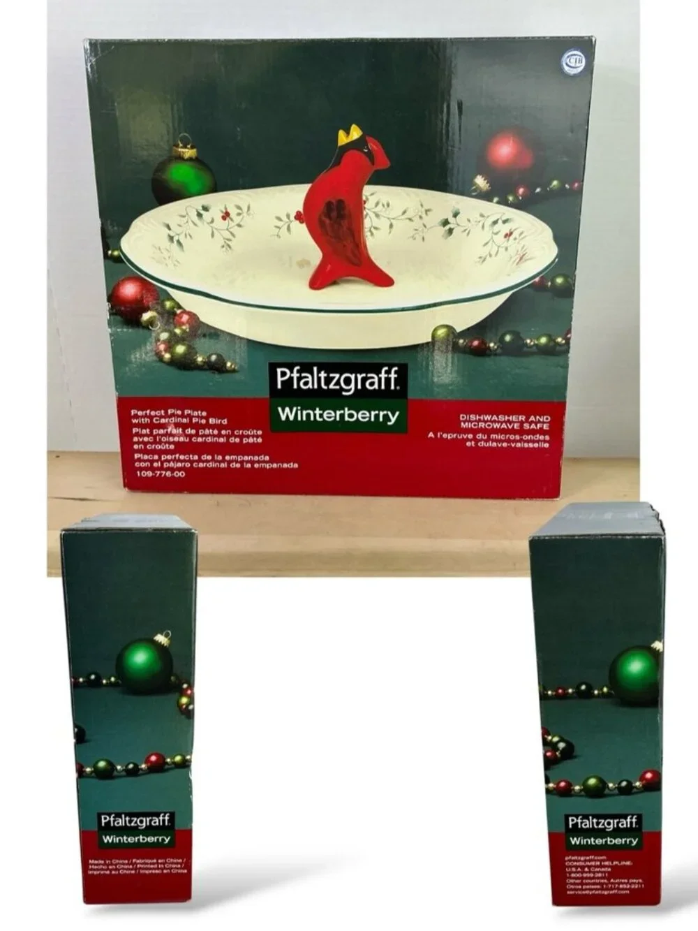 Pfaltzgraff Winterberry Perfect Pie Plate 10 1/2” Cardinal Pie Bird Retired NIB